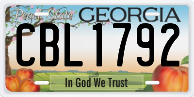 GA license plate CBL1792