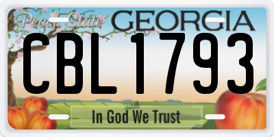 GA license plate CBL1793
