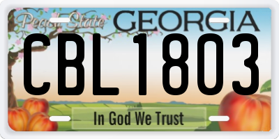 GA license plate CBL1803