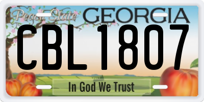 GA license plate CBL1807