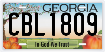 GA license plate CBL1809