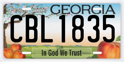 GA license plate CBL1835