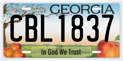 GA license plate CBL1837