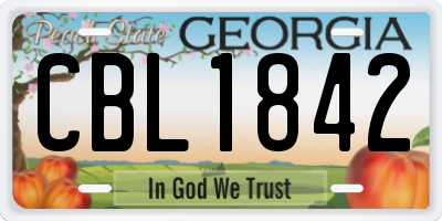 GA license plate CBL1842