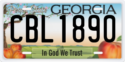 GA license plate CBL1890