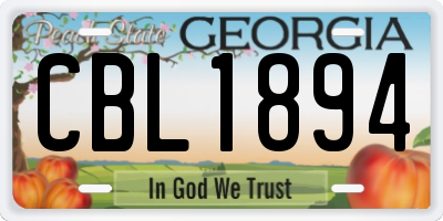 GA license plate CBL1894