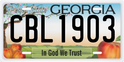 GA license plate CBL1903