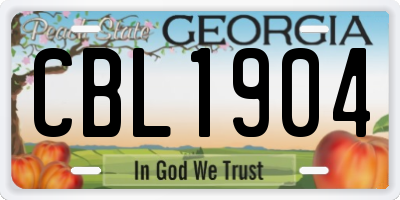 GA license plate CBL1904