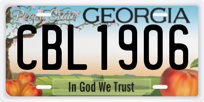 GA license plate CBL1906