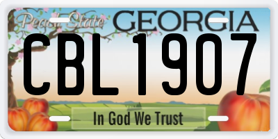 GA license plate CBL1907