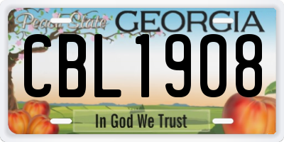 GA license plate CBL1908