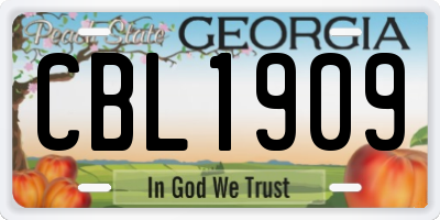 GA license plate CBL1909