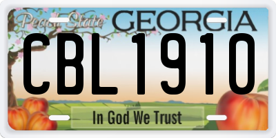 GA license plate CBL1910