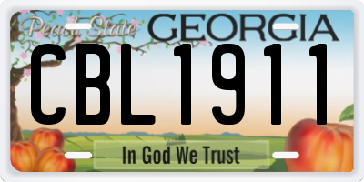 GA license plate CBL1911