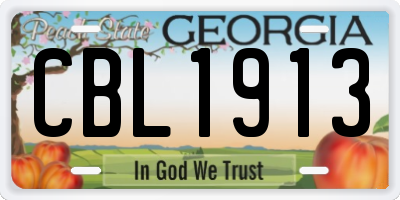 GA license plate CBL1913