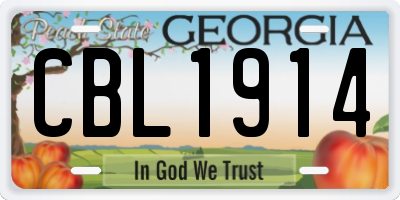 GA license plate CBL1914