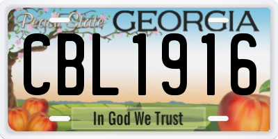 GA license plate CBL1916