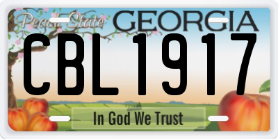 GA license plate CBL1917