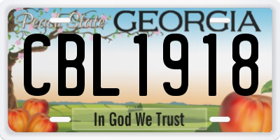 GA license plate CBL1918