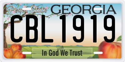 GA license plate CBL1919