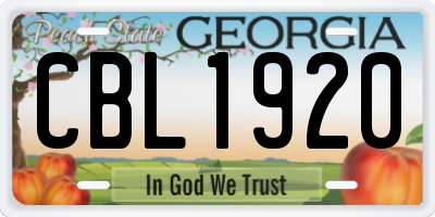 GA license plate CBL1920