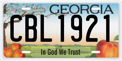 GA license plate CBL1921