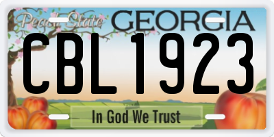 GA license plate CBL1923