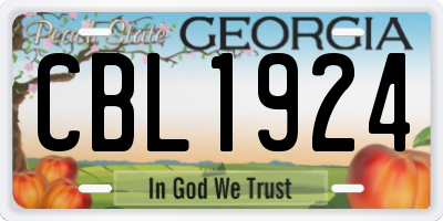 GA license plate CBL1924