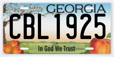 GA license plate CBL1925