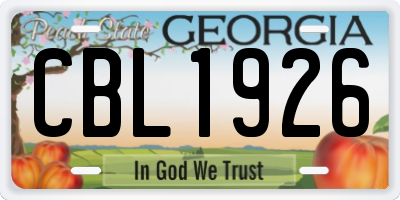 GA license plate CBL1926