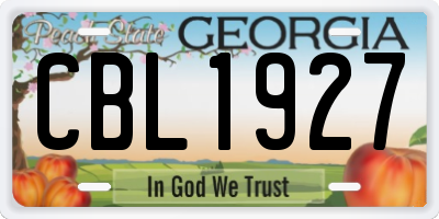 GA license plate CBL1927