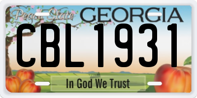 GA license plate CBL1931