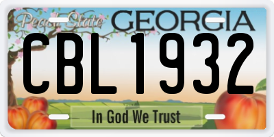 GA license plate CBL1932