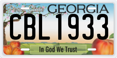 GA license plate CBL1933