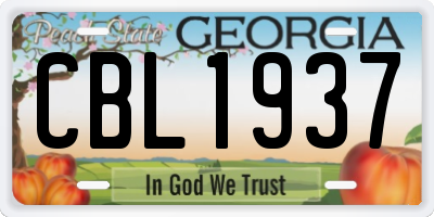 GA license plate CBL1937