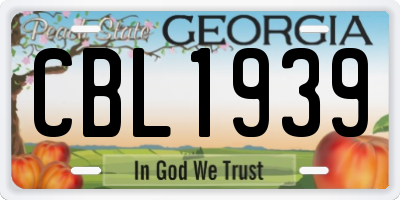 GA license plate CBL1939