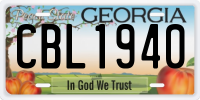 GA license plate CBL1940