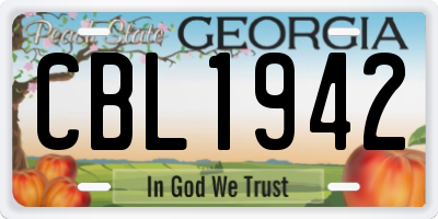 GA license plate CBL1942