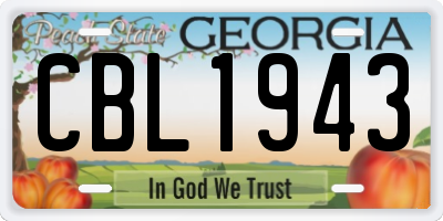 GA license plate CBL1943