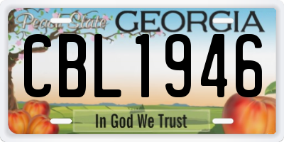 GA license plate CBL1946