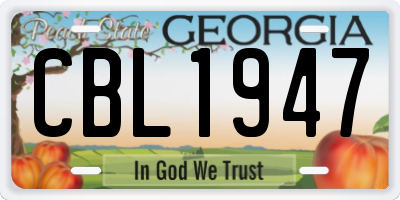 GA license plate CBL1947