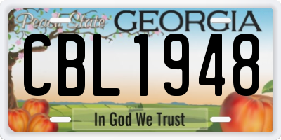 GA license plate CBL1948