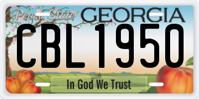 GA license plate CBL1950