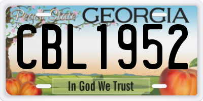 GA license plate CBL1952