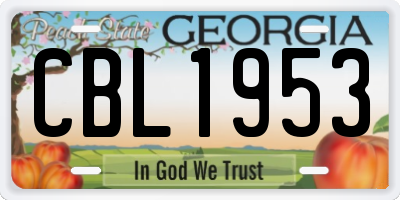 GA license plate CBL1953