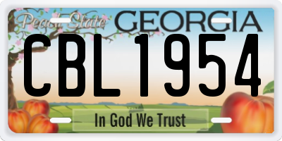 GA license plate CBL1954