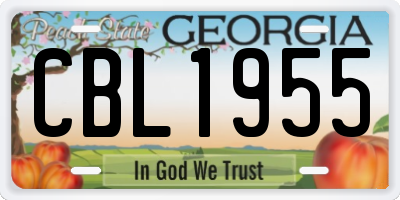 GA license plate CBL1955