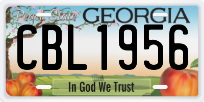 GA license plate CBL1956