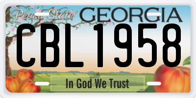 GA license plate CBL1958