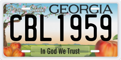 GA license plate CBL1959